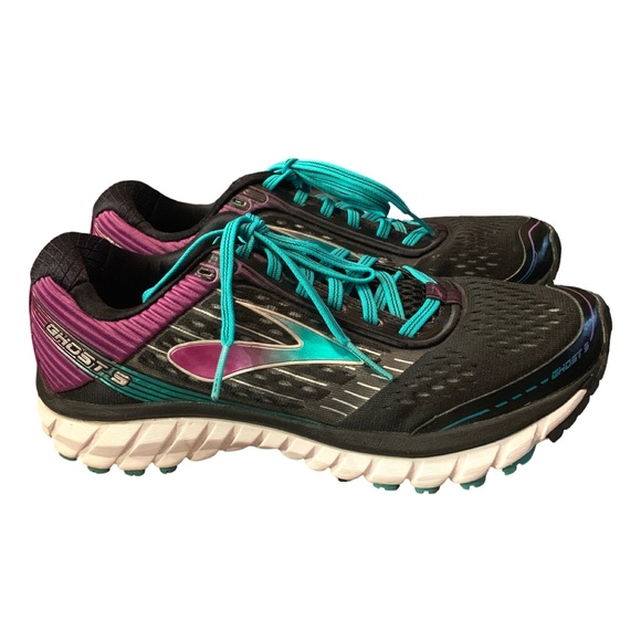Brooks Shoes - Brooks athletic sneakers GHOST  9 purple turquoise Sz 8.5D Wide Woman Running